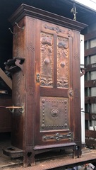 English Arts and Crafts Oak Armoire in original finish, likely Shapland & Petter 1890